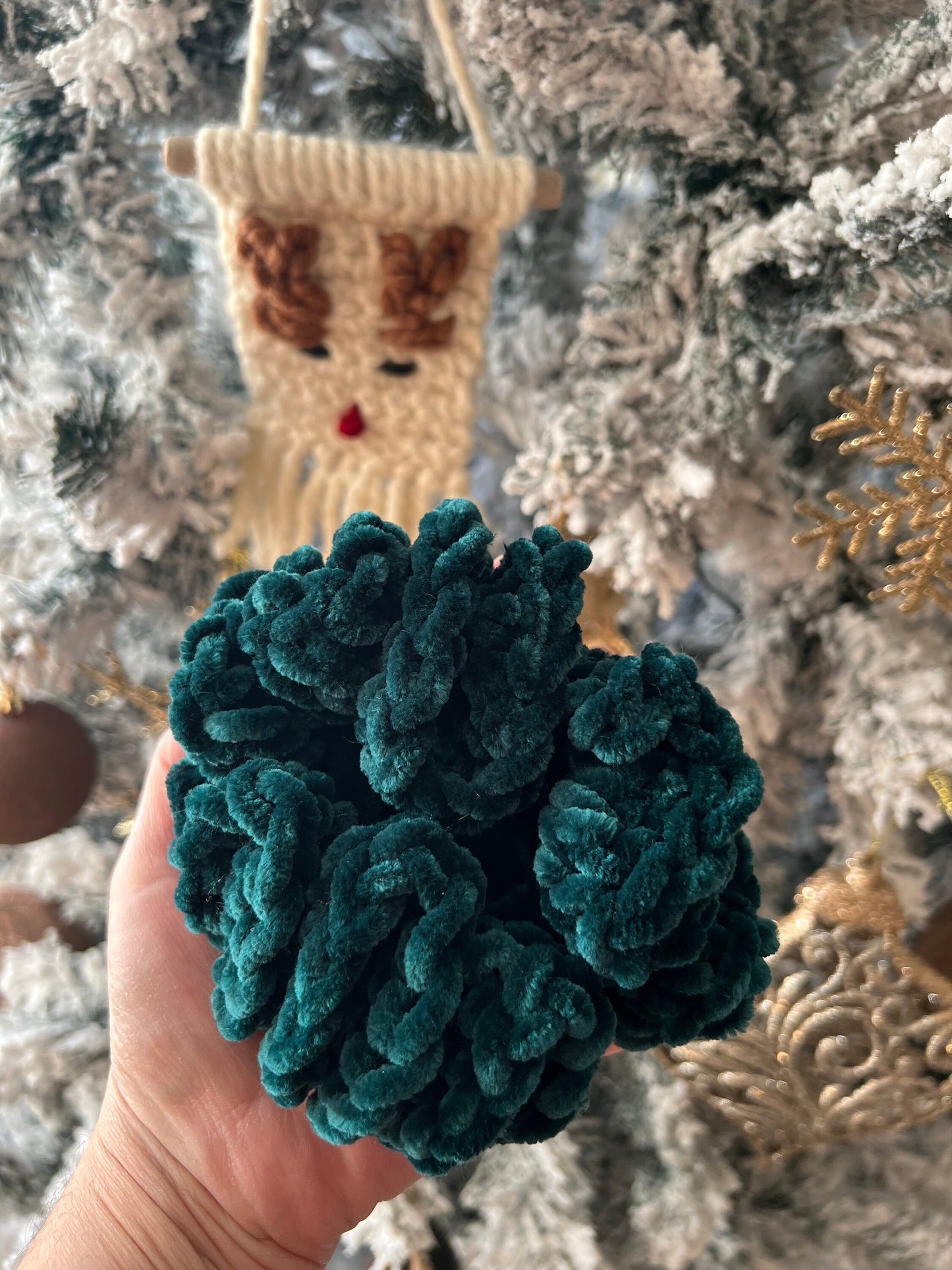 Velvet crochet scrunchie