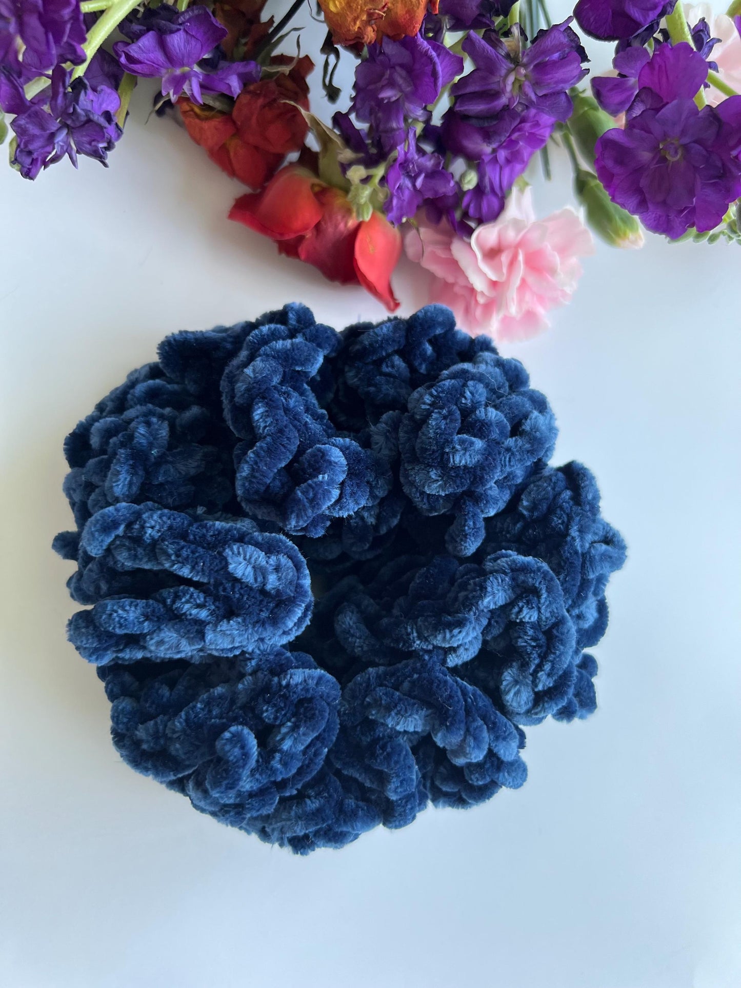 Velvet crochet scrunchie