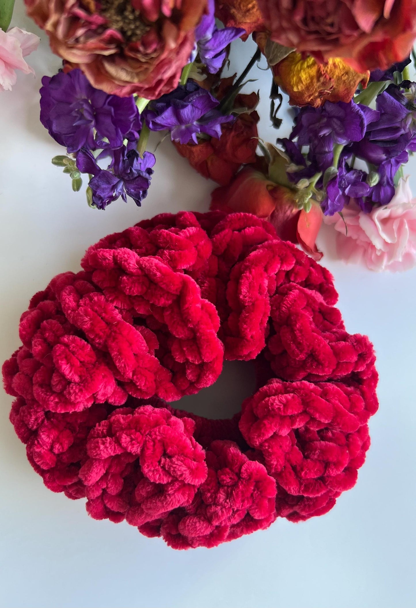 Velvet crochet scrunchie