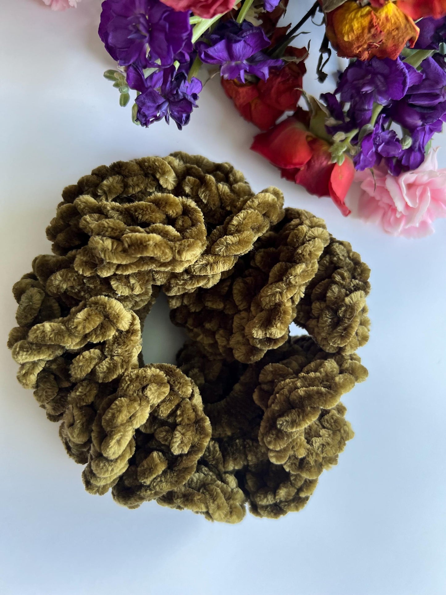 Velvet crochet scrunchie