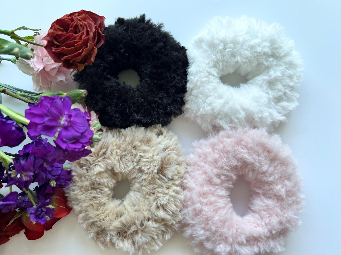 Scrunchies, Faux Fur Scrunchies, Cute Scrunchies, Faux Fluffy soft hair ties, Gift for her, Hair Accessories