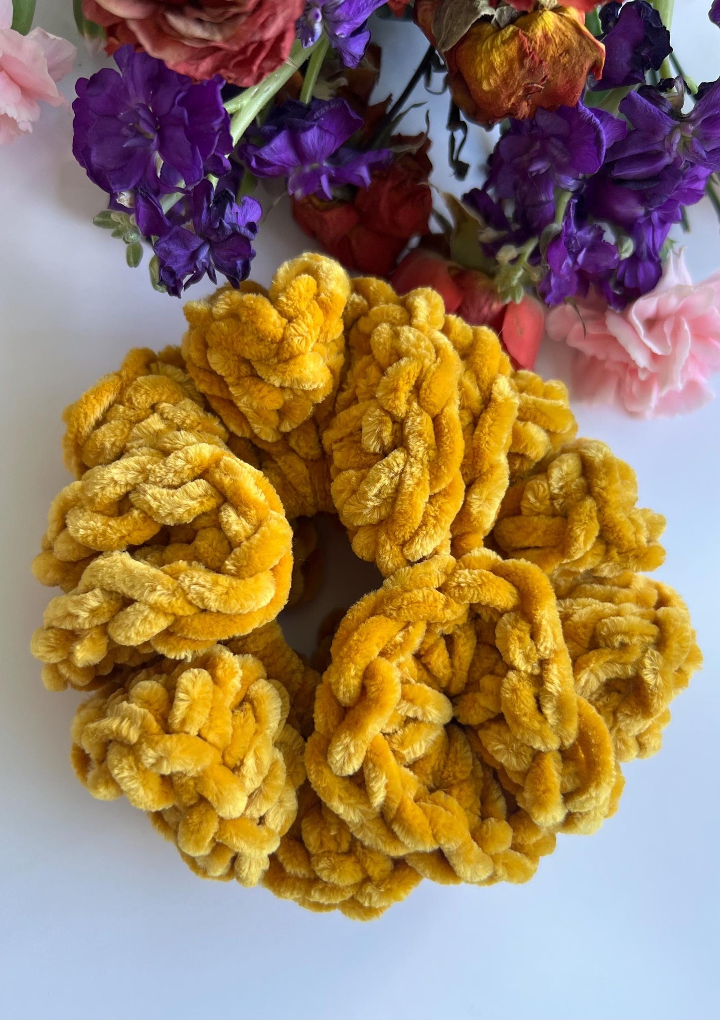 Velvet crochet scrunchie